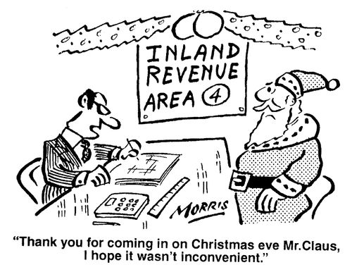 "Thank you for coming in on Christmas eve Mr. Claus, I hope it wasn't inconvenient."