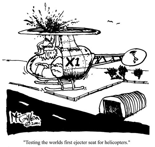 "Testing the world's first ejector seat for helicopters..."