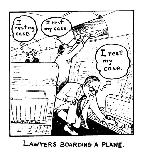 'Lawyers boarding a plane'