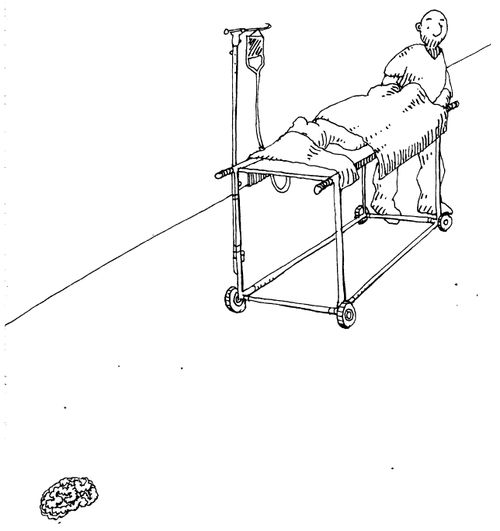 Hospital porter leaving brain behind
