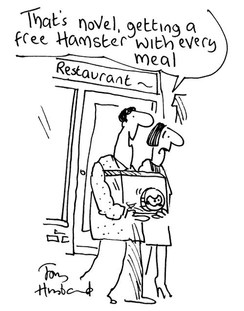 Free Hamster, "That's novel, getting a free hamster with every meal."