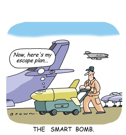 Smart bomb plans his escape.
