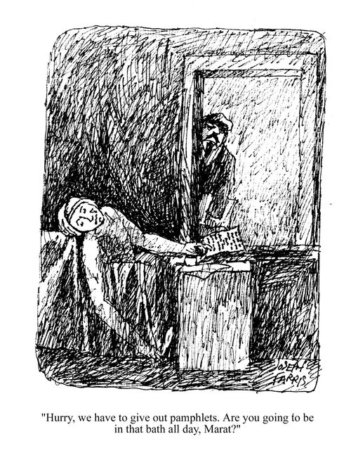 'Hurry, we have to give out pamphlets. Are you going to be in that bath all day, Marat?'