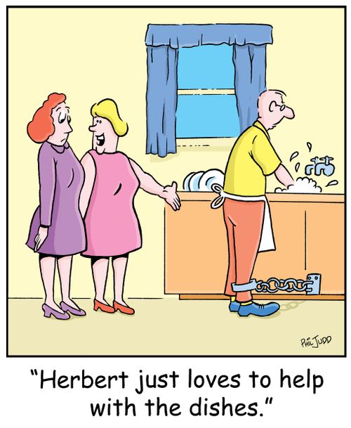 'Herbert just loves to help with the dishes.'