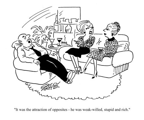 'It was the attraction of opposites - he was weak willed, stupid and rich.'
