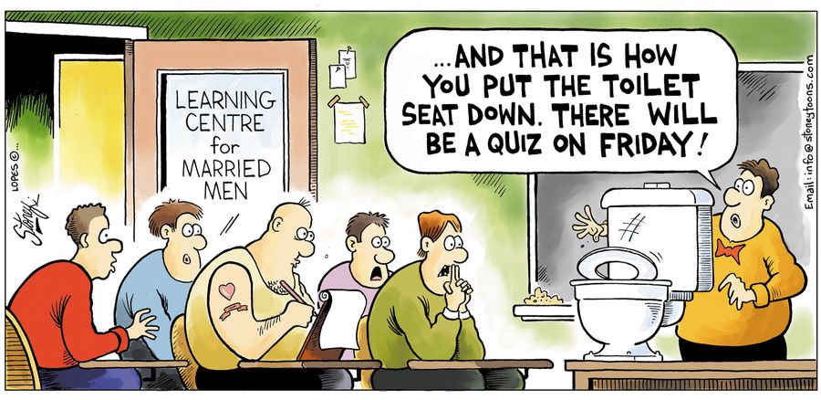'And that is how you put the toilet seat down. There will be a quiz on Friday'.