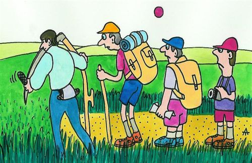 Tourists finding a path