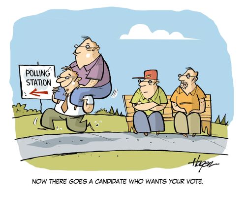 'Now there goes a candidate who wants your vote.'