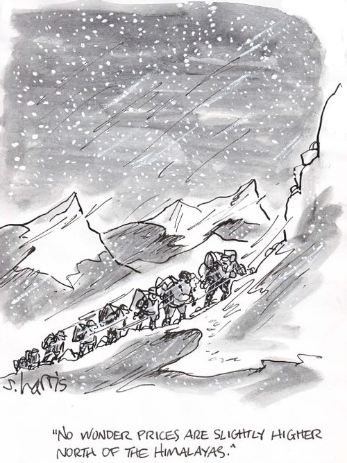 'No wonder prices are slightly higher north of the himalayas.'