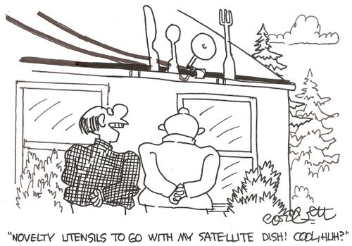 'Novelty utensils to go with my satellite dish!  Cool, huh?'