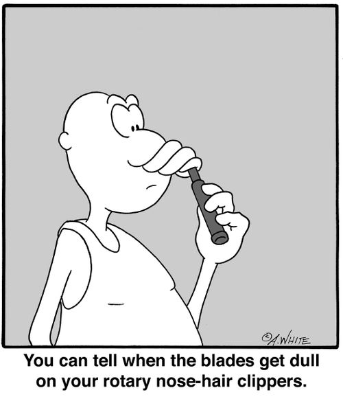 You can tell when the blades get dull on your rotary nose-hair clippers.