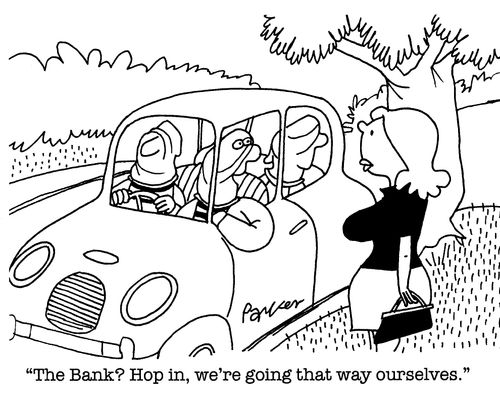 'The Bank - Hop in, we're going that way ourselves.'