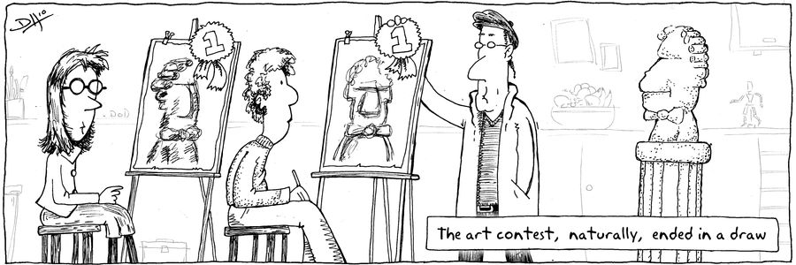 The art contest, naturally, ended in a draw.
