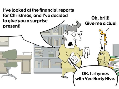 '...It rhymes with Vee Horty Hive.'