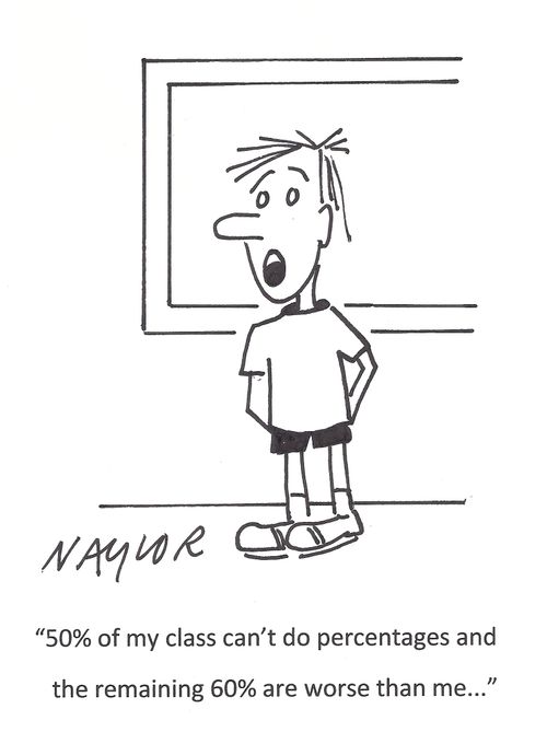 '50% of my class can't do percentages and the remaining 60% are worse than me...'