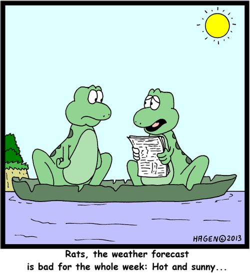 'Rats, the weather forecast is bad for the whole week: Hot and sunny...'