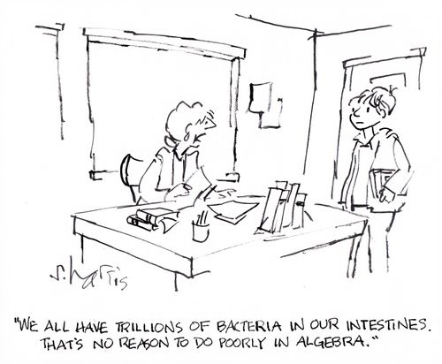'We all have trillions of bacteria in our intestines. That's no reason to do poorly in algebra.'