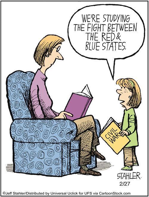 'We're studying the fight between the red & blue states.'