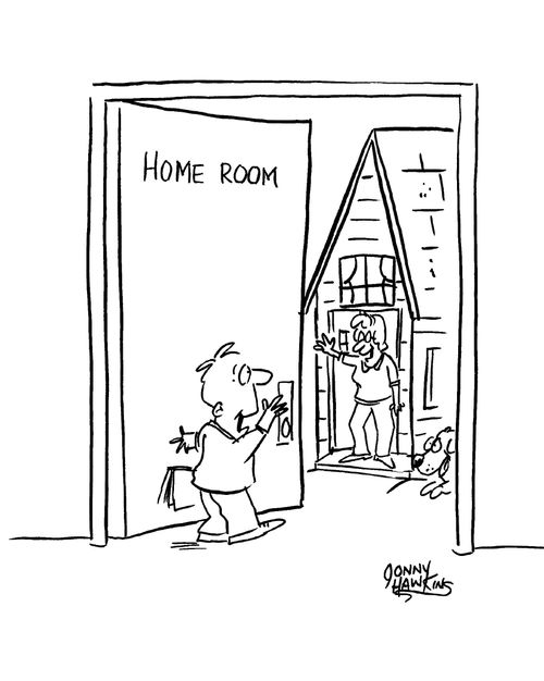 Student goes through home room sees his home.