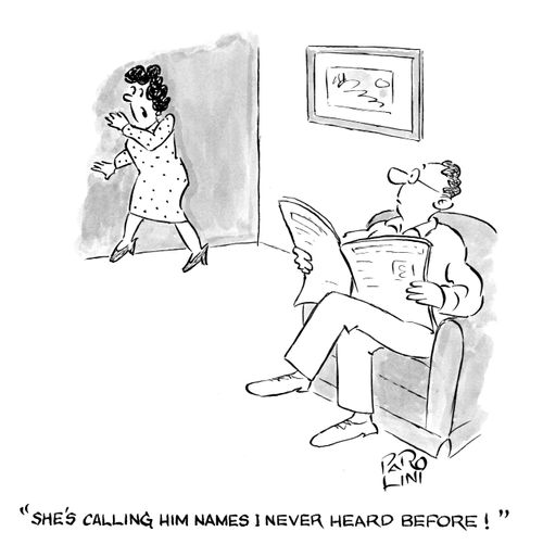 'She's calling him names I never heard before!'