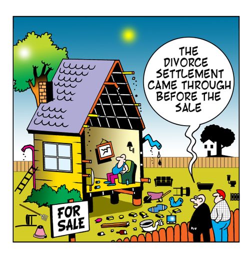 The divorce settlement came through before the sale.