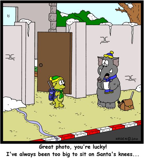 'Great photo, you're lucky! I've always been too big to sit on Santa's knees...'