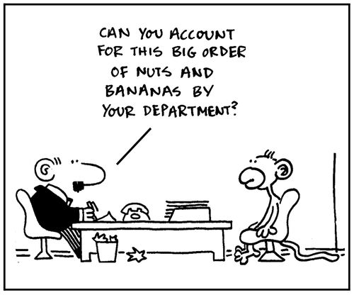 'Can you account for this big order of nuts and bananas by your department?'