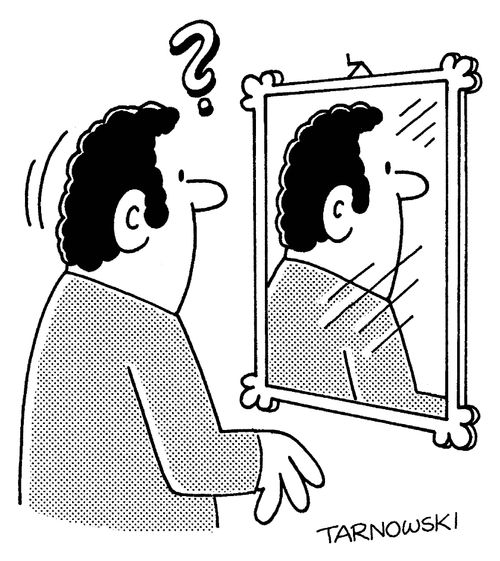 Backwards mirror.
