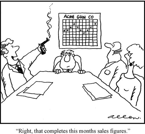 "Right, that completes this months sales figures."