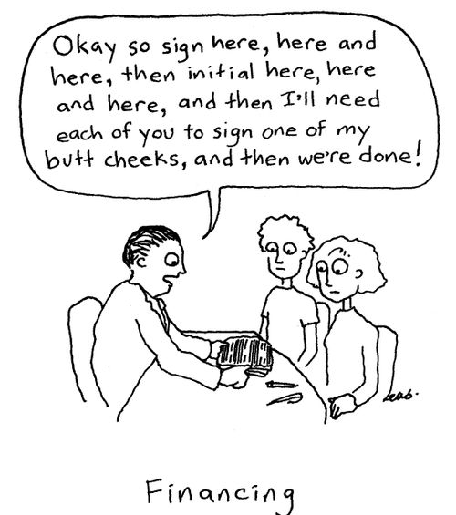 Signing a financial contract.