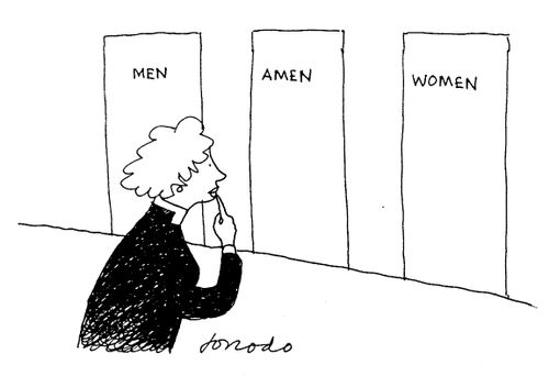 Toilets in a church: 'Men,' 'Amen,' 'Women.'