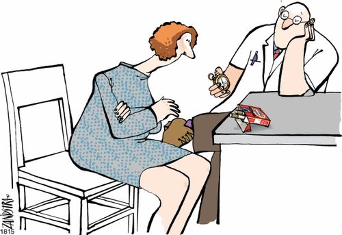 Doctor timing a woman quitting smoking.