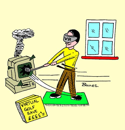'Virtual golf, save pounds'.