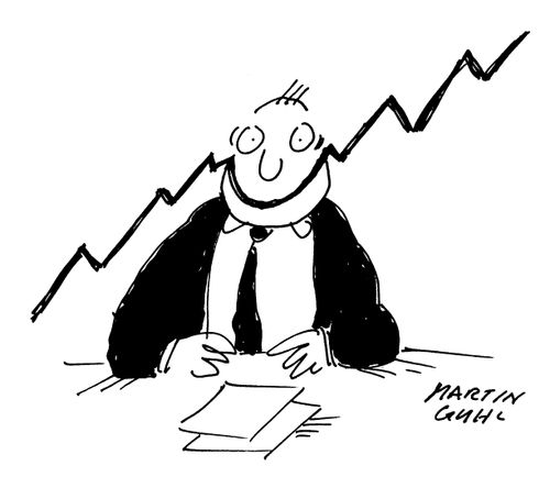 Smiling businessman with rising profits