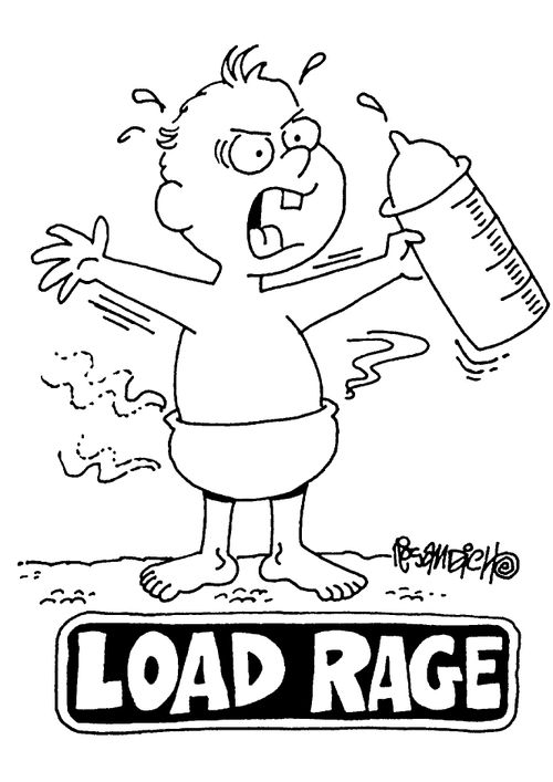 Baby with a full diaper 'Load Rage'