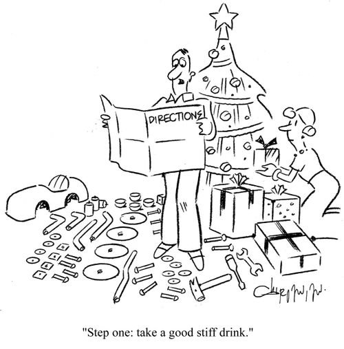 'Step one: take a good stiff drink.'