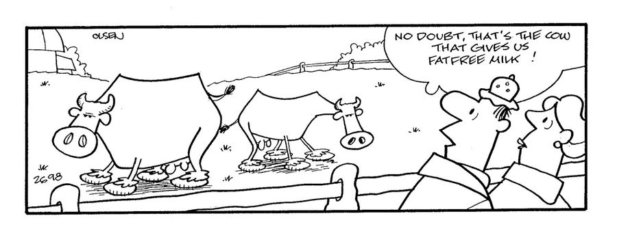 'No doubt, that's the cow that gives us fat-free milk!'