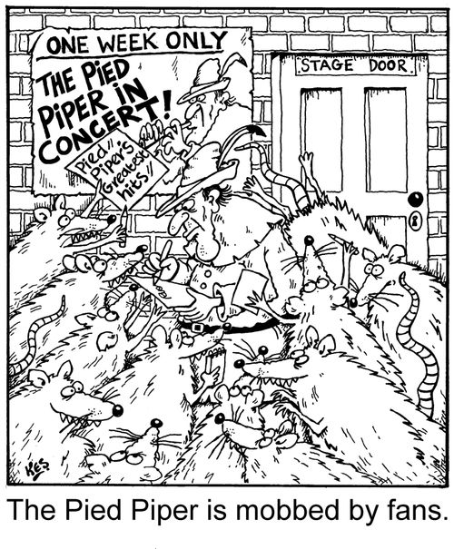The Pied Piper is mobbed by fans.