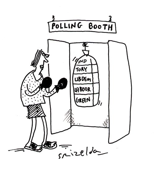 Polling Booth - Woman with boxing gloves.