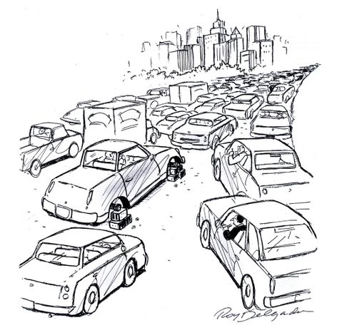 Clamped car in traffic