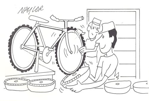Using bike tyres to crimp pies.