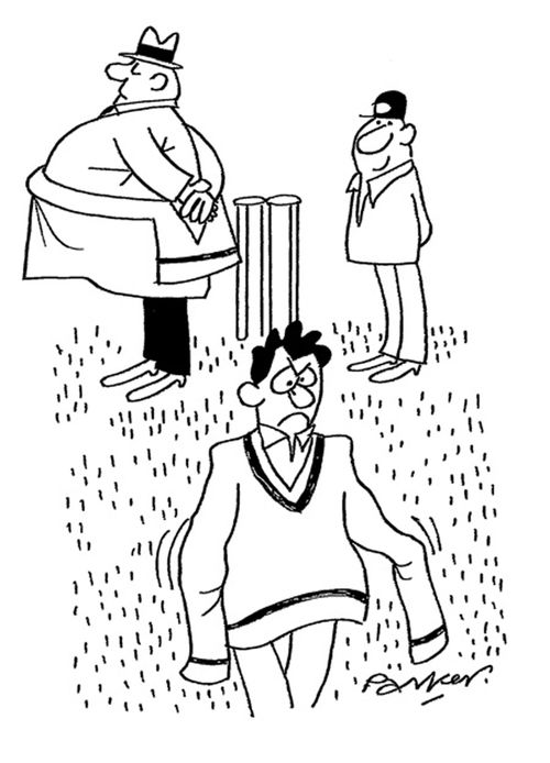 Cricketers sweater stretched.