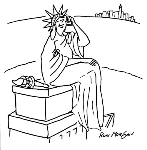 Statue of Liberty on the Phone.