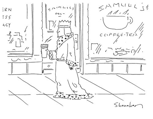 King with crown has coffee with crown.