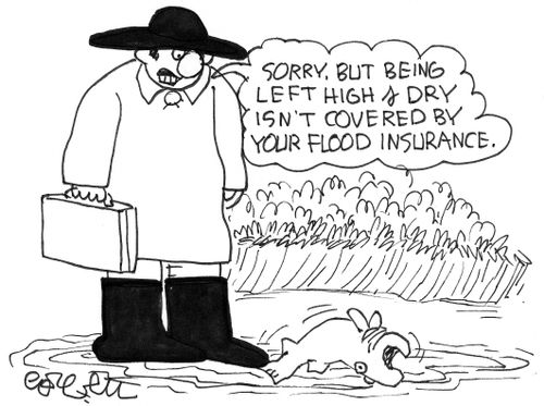 'Sorry, but being left high and dry isn't covered by your flood insurance.'