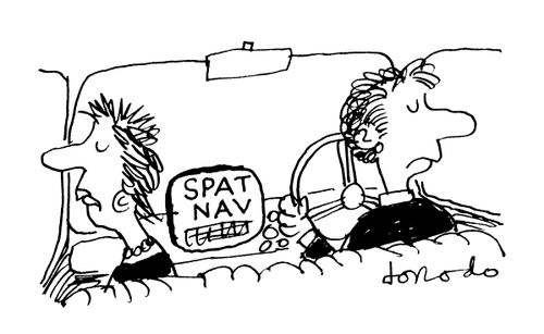 Couple ignoring each other with spatnav on facia.
