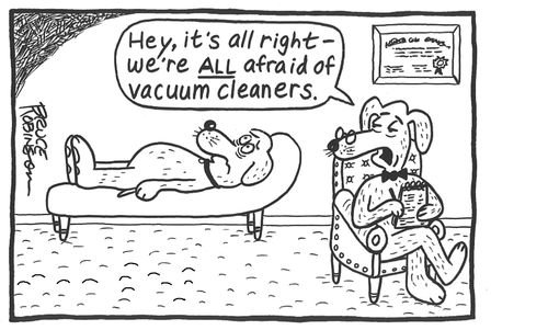 'Hey, it's all right - we're ALL afraid of vacuum cleaners.'