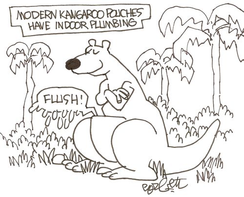 Modrn kangaroo pouches have indoor plumbing: 'Flush!'