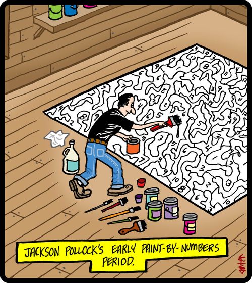 Jackson Pollock's early paint-by-numbers period.