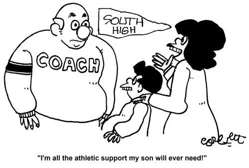 'I'm all the athletic support my son will ever need!' 